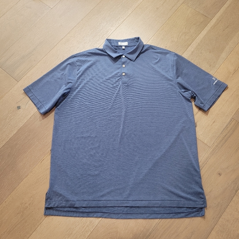 Peter Millar Shirt Men's sz XXL Summer Comfort Blue Pin Stripe Active Golf Polo